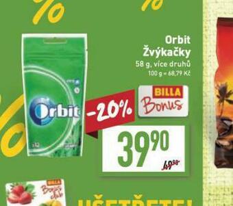 Billa Orbit žvýkačky nabídka