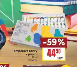Billa Temperové barvy v papíru 12 ml 12 barev nabídka