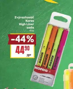 Billa Zvýrazňovač Kores High Liner sada 4 ks nabídka