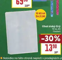 Billa Obal slabý čirý 10 ks, A5 1 balení nabídka