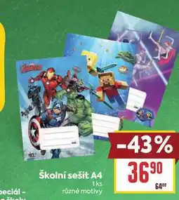 Billa Deciál - Školní sešit A4 1ks různé motivy nabídka