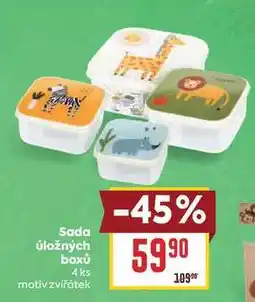 Billa Sada úložných boxů 4ks motiv zvířátek nabídka