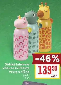 Billa Dětské lahve na vodu se zvířecími vzory a víčky nabídka