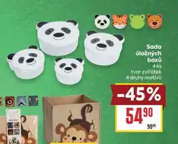 Billa Sada úložných boxů 4 ks tvar zvířátek 4 druhy motivů nabídka