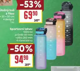 Billa Sportovní lahev 1000 ml průměr 80 mm výška 260 mm 4 různé barvy nabídka