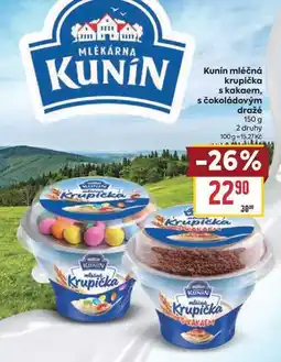 Billa Kunín mléčná krupička s kakaem, s čokoládovým dražé nabídka