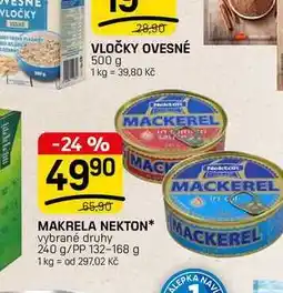 Flop MAKRELA NEKTON vybrané druhy 240 g/PP nabídka