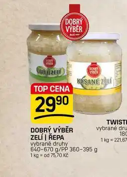 Flop DOBRÝ VÝBĚR ZELÍ | ŘEPA vybrané druhy 640-670 g/PP 360-395 g nabídka