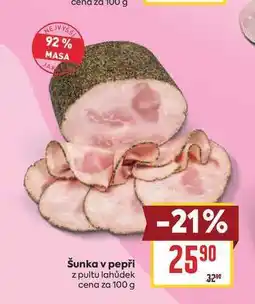 Billa Šunka v pepři z pultu lahůdek cena za nabídka