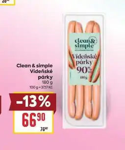 Billa Clean & simple Vídeňské párky nabídka