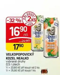 Flop VELKOPOPOVICKÝ KOZEL NEALKO vybrané druhy 0,5l, plech nabídka