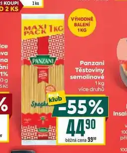 Billa Panzani Těstoviny semolinové nabídka