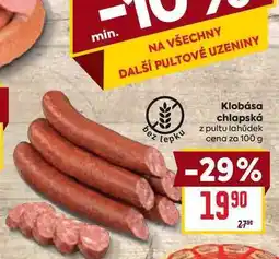 Billa Klobása chlapská z pultu lahůdek cena za nabídka