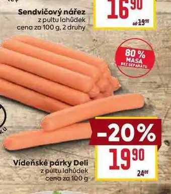 Billa Vídeňské párky Deli z pultu lahůdek cena za nabídka