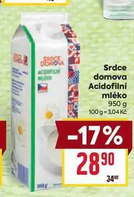 Billa Srdce domova Acidofilní mléko nabídka