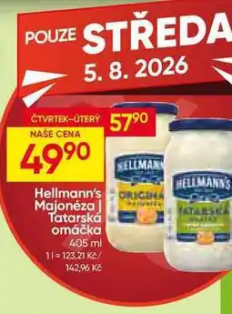 Hruška Hellmann's majonéza, tatarská omáčka 405ml, vybrané druhy nabídka