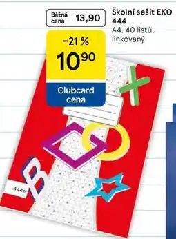 Tesco Školní sešit EKO 444, A4, 40 listů. linkovaný nabídka