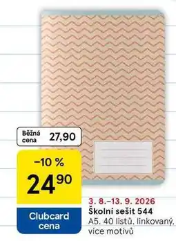 Tesco Školní sešit 544, A5. 40 listů, linkovaný nabídka