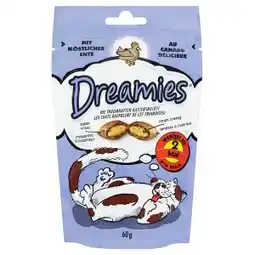 Tesco Dreamies Polštářky s lahodným kachním masem doplňkové krmivo pro kočky a koťata 60g nabídka