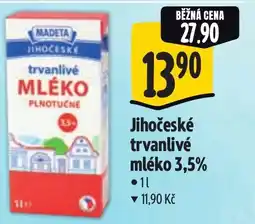 Albert Madeta Jihočeské trvanlivé mléko 3,5% nabídka