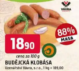 Trefa Budějcká klobása nabídka