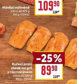 Billa Kuřecí prsní steak na gril s rozmarýnem cena za nabídka