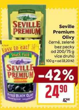 Billa Seville Premium Olivy černé, zelené bez pecky od 200/75 g nabídka