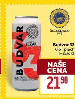 Billa Budvar 33 0,51, plech nabídka