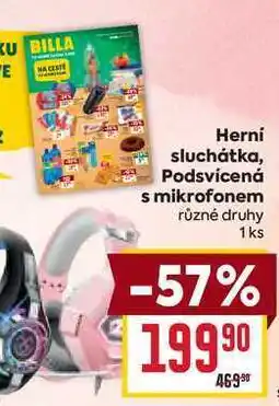Billa Herní sluchátka, Podsvícená s mikrofonem různé druhy 1ks nabídka