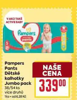 Billa Pampers Pants Dětské kalhotky Jumbo pack 38/54 ks nabídka