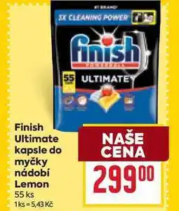 Billa Finish Ultimate kapsle do myčky nádobí Lemon 55 ks nabídka