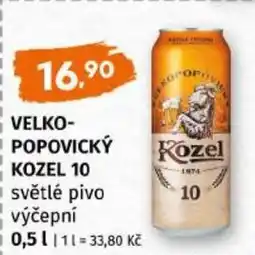 Trefa VELKOPOPOVICKÝ KOZEL 10 světlé pivo výčepní nabídka