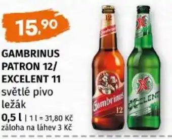 Trefa Gambrinus patron 12/ excelent 11 světlé pivo ležák nabídka