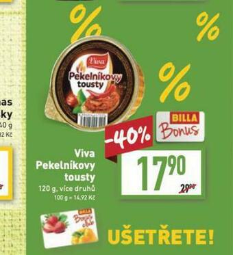 Billa Viva pekelníkovy tousty nabídka