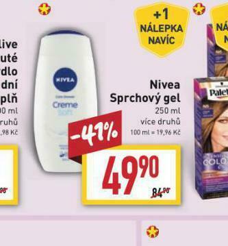 Billa Nivea sprchový gel nabídka