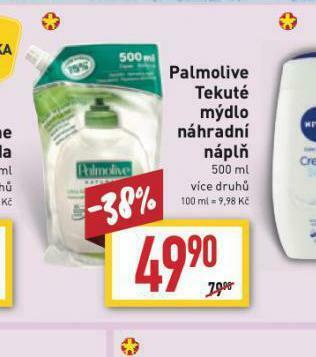 Billa Palmolive tekuté mýdlo náhradní náplň nabídka