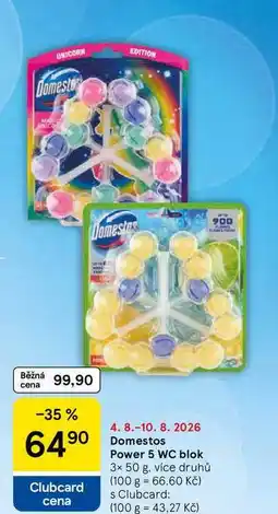 Tesco Domestos Power 5 WC blok, 3x 50 g, více druhů nabídka