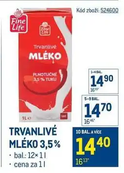 Makro Trvanlivé mléko 3,5% nabídka