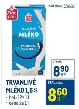 Makro Trvanlivé mléko 1,5 nabídka
