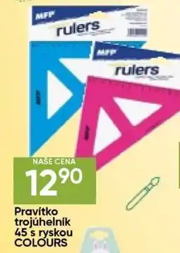 Hruška Pravítko trojúhelník 45 s ryskou COLOURS nabídka