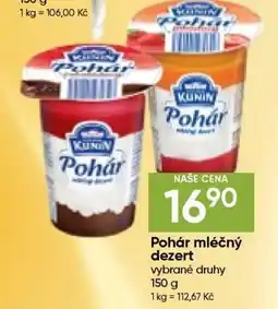 Hruška Pohár mléčný dezert nabídka