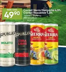 Hruška Coctail Sierra Margarita 4,5% Coctail Republica 4,5% nabídka