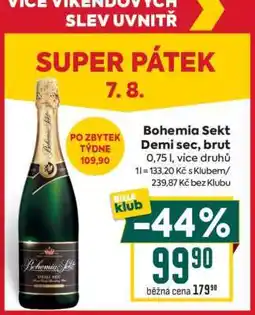 Billa Bohemia Sekt Demi sec, Brut nabídka