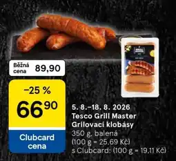 Tesco Tesco Grill Master Grilovací klobásy nabídka