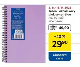 Tesco Tesco Poznámkový blok se spirálou nabídka