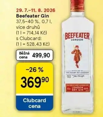 Tesco Beefeater Gin nabídka