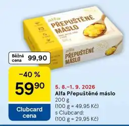 Tesco Alfa Přepuštěné máslo nabídka