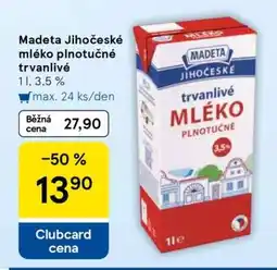 Tesco Madeta Jihočeské mléko plnotučné trvanlivé nabídka