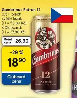 Tesco Gambrinus Patron 12, 0.5 l, plech nabídka