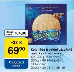 Tesco Kolonáda Tradiční lázeňské oplatky a trojhránky nabídka